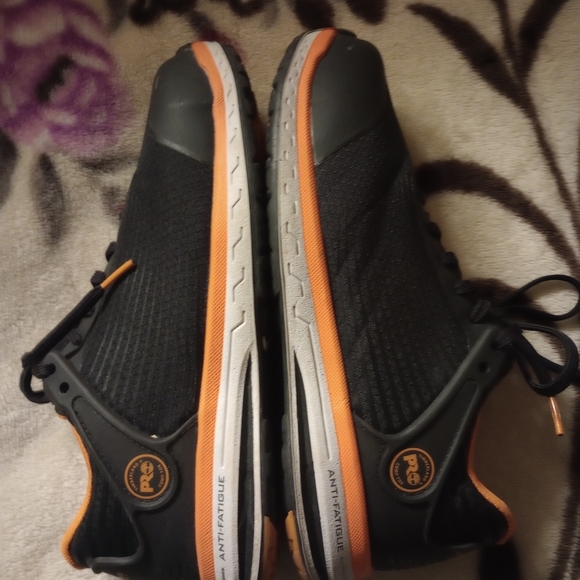 Timberland Pro Steel Toe Anti Fatigue Sneakers Size 7W Black Gray and Orange - Picture 3 of 5